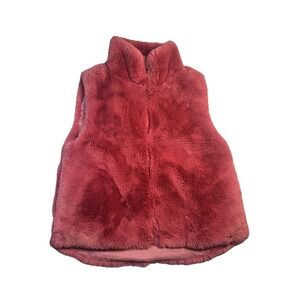 Dylan Los Angeles Faux Fur Vest Women's Large Dusty Rose Plush Zip Up Pink